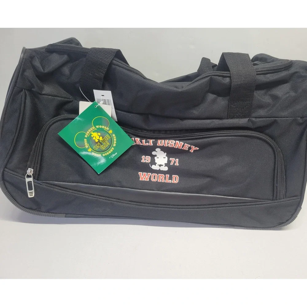Walt Disney World Mickey Mouse 1971 Black Rolling Duffel Bag‎ Travel Luggage NWT